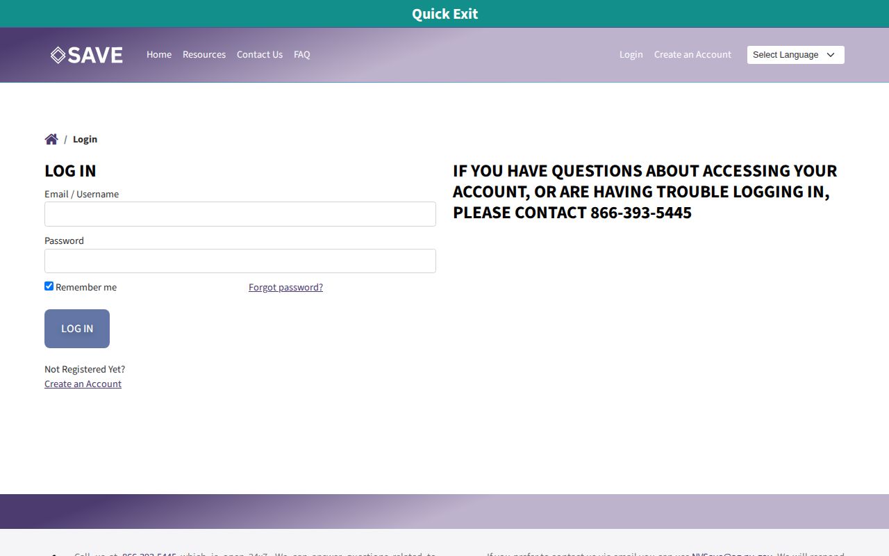 Nevada SAVE account login for Esmeralda County custody alerts