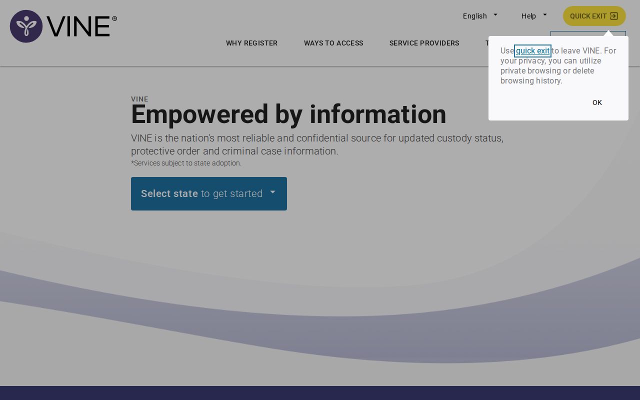 Historical VINELink custody search formerly used for Esmeralda County