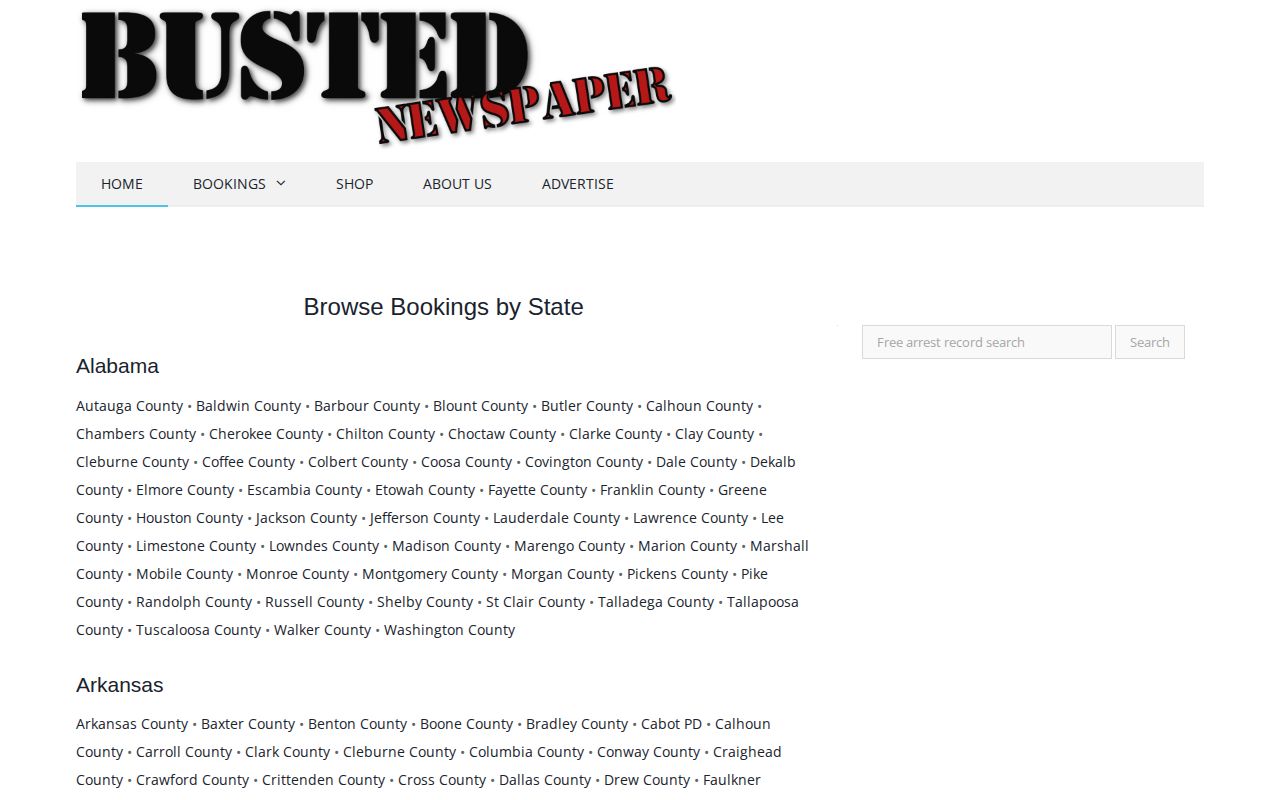 Busted Newspaper coverage index showing no verified Esmeralda County section